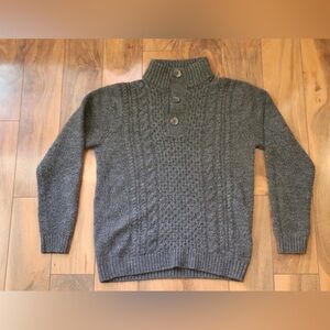 Kids Cable-Knit Mock Neck Sweater in Charcoal